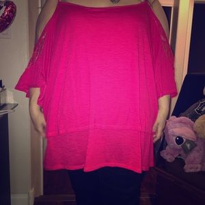 Pink with exposed shoulders